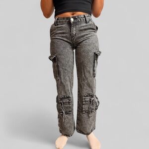 Women's Gray Cargo Jeans